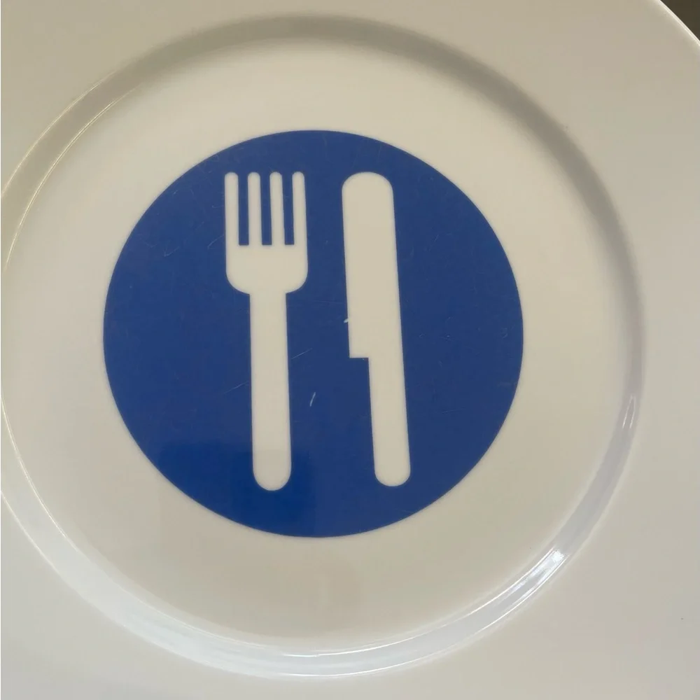 Crate&Barrel White and Blue Dinner Plates (3)